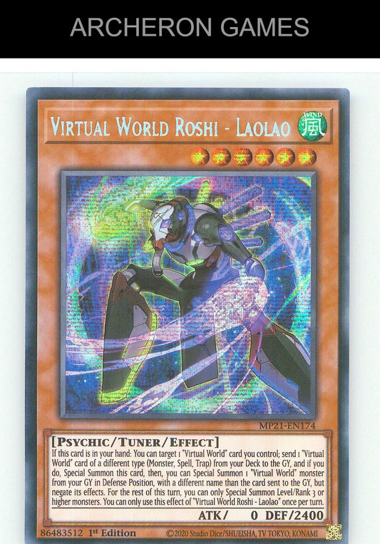 Virtual World Roshi - Laolao Prismatic Secret Rare YUGIOH Card 1st Edition