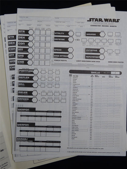 Star Wars: Character Record Sheets - D20 Roleplay Book Softback #2PC