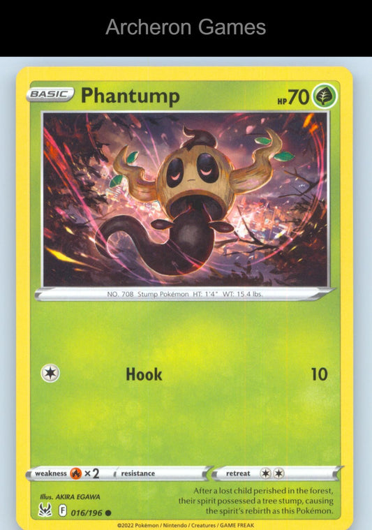 Pokemon Card Phantump LOR 016/196 C Lost Origin