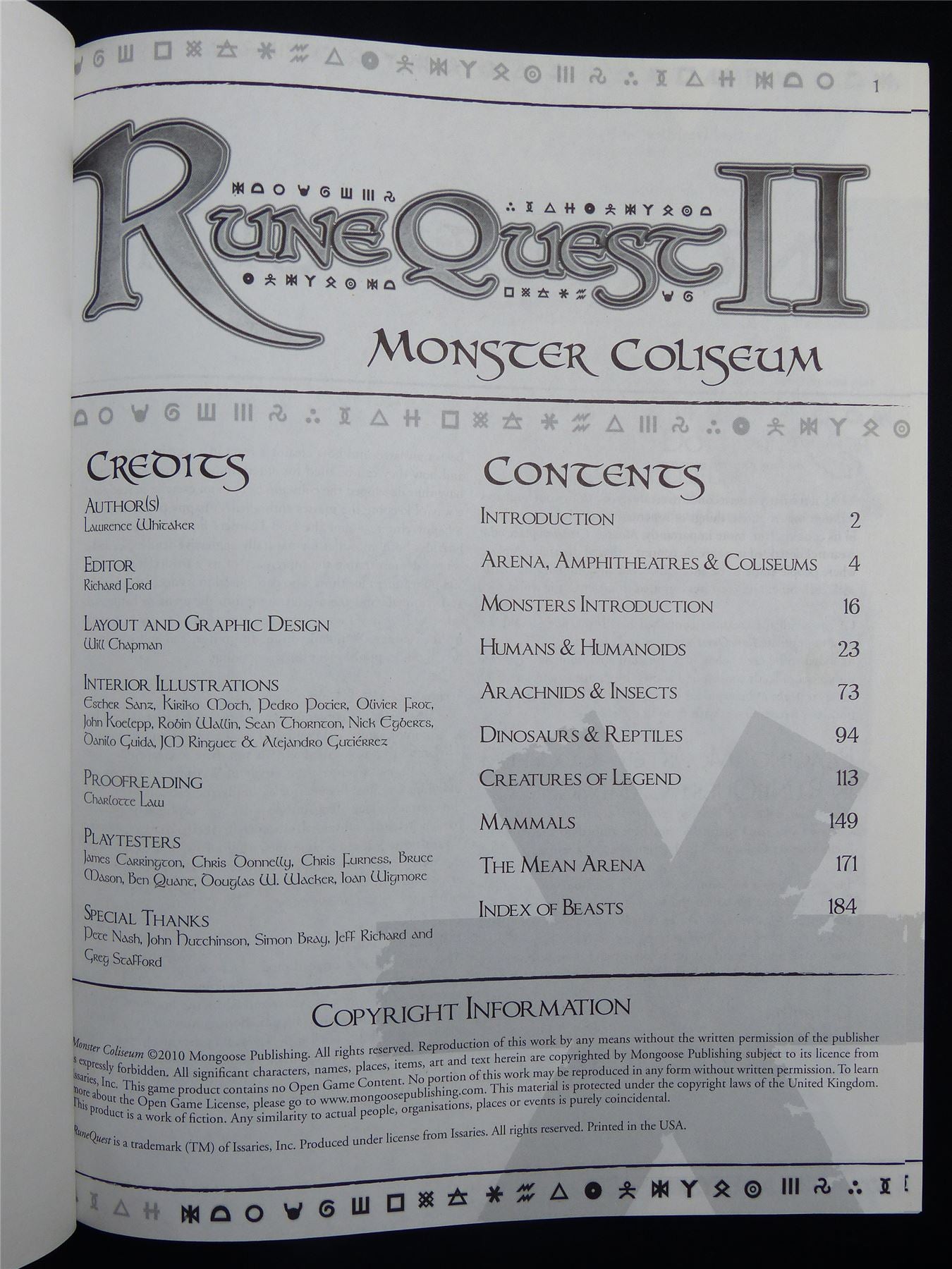 RuneQuest II: Monster Coliseum - Roleplaying Hardback #2M9