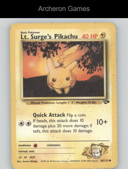 Pokemon Card Lt. Surge's Pikachu G2 84/132 C Gym Challenge Unlimited