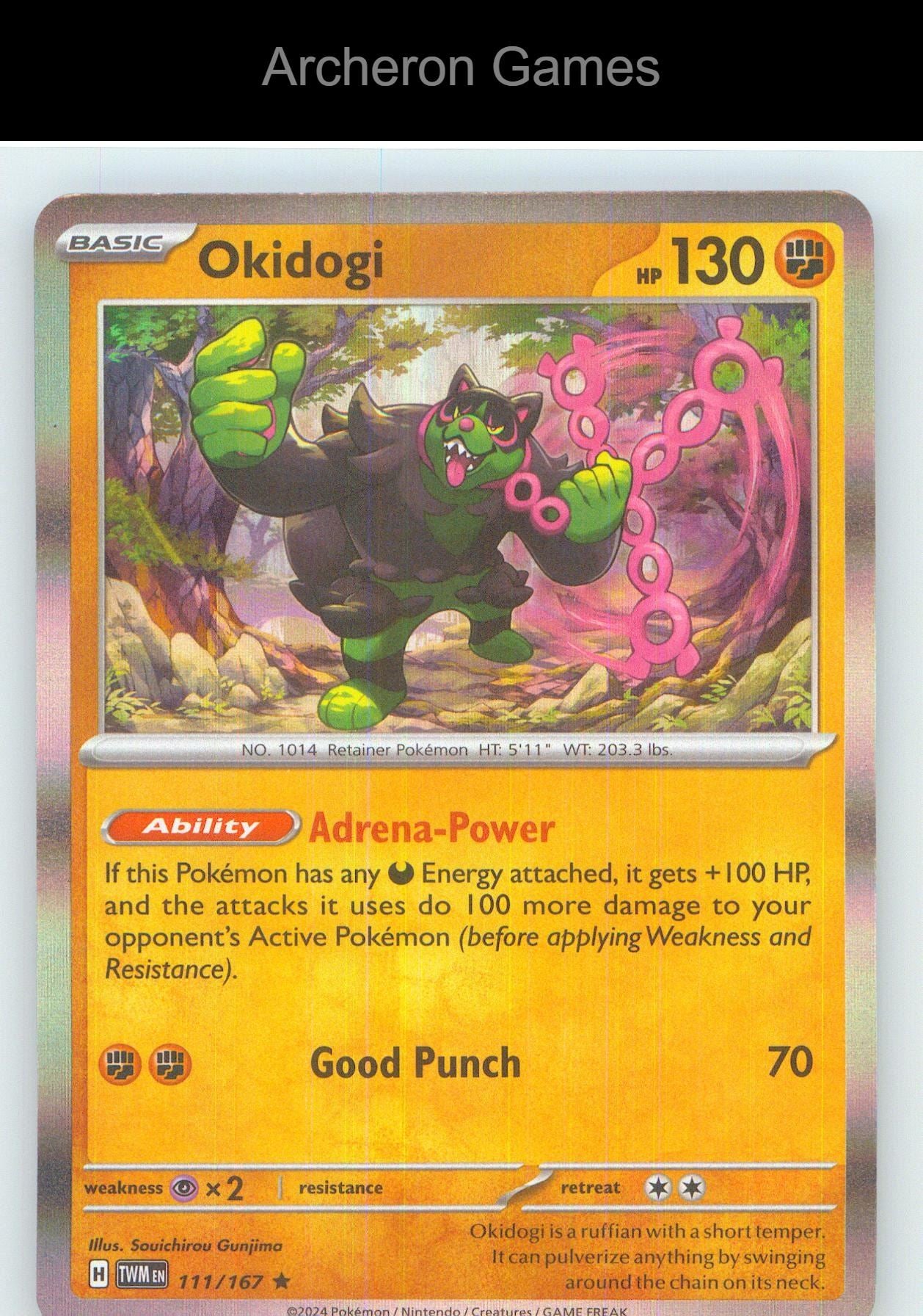 Pokemon Card Okidogi TWM 111/167 R Twilight Masquerade Holo