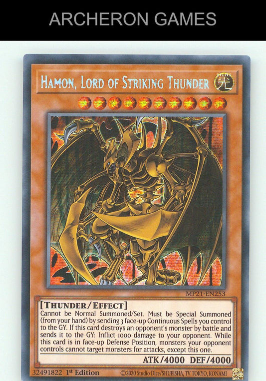 Hamon, Lord of Striking Thunder SEC YUGIOH Card