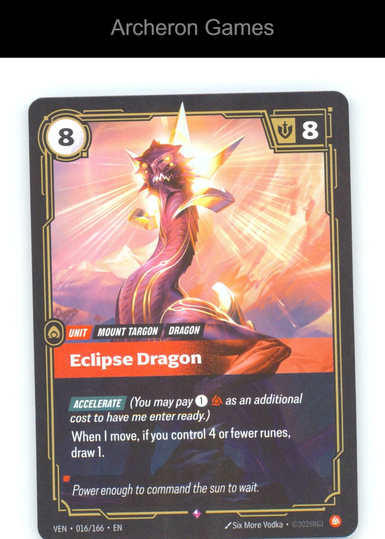 Eclipse Dragon VEN 016/166 R Vendetta Riftbound Card Foil