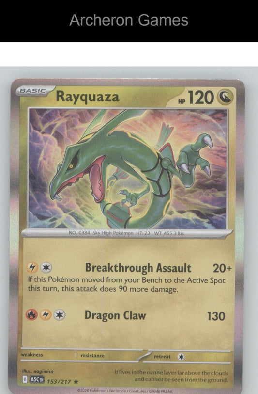 Pokemon Card Rayquaza ASC 153/217 R Ascended Heroes Holo