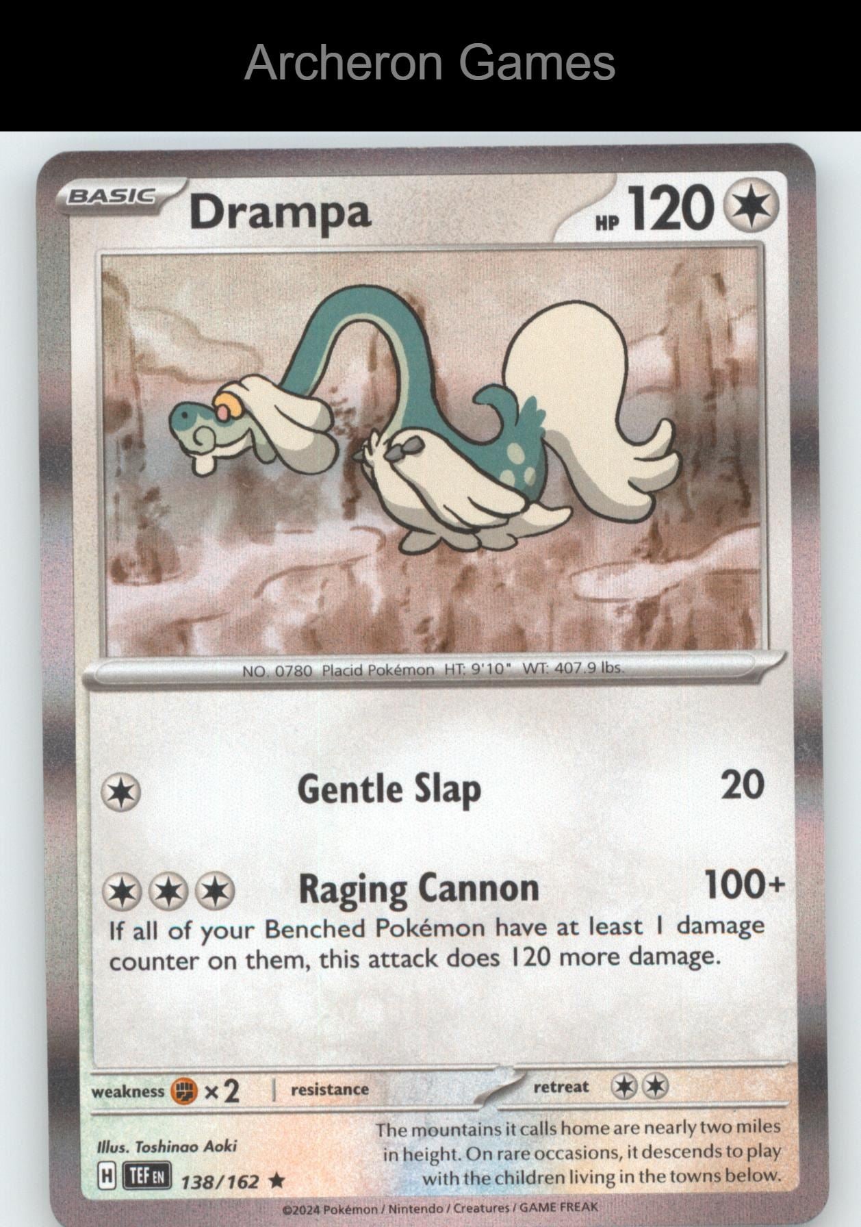 Pokemon Card Drampa TEF 138/162 R Temporal Forces Holo