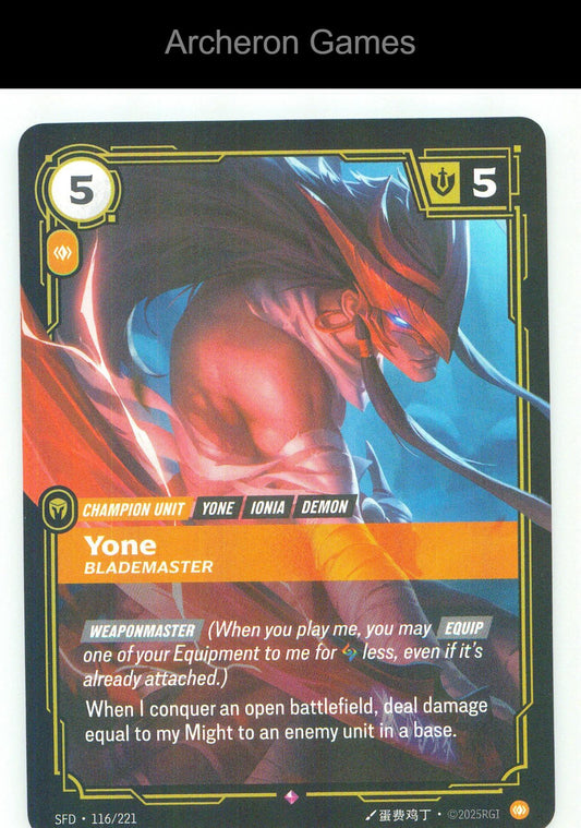 Yone - Blademaster SFD 116/221 R Spiritforged Riftbound Card Foil