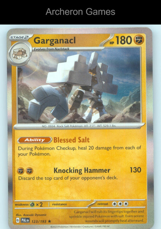 Pokemon Card Garganacl PAL 123/193 R Paldea Evolved Holo