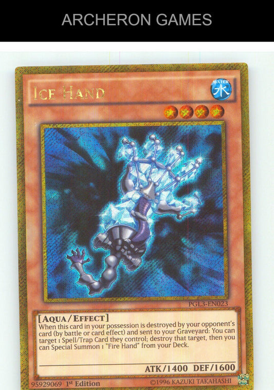 Ice Hand Gold Secret Rare YUGIOH Card 1st Edition