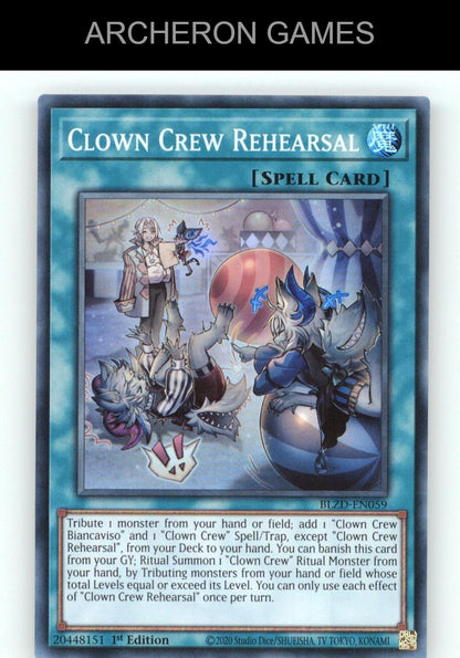 Clown Crew Rehearsal SR YUGIOH Card