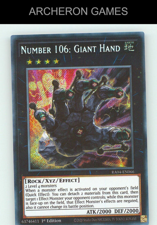 Number 106: Giant Hand (PCR) SEC YUGIOH Card