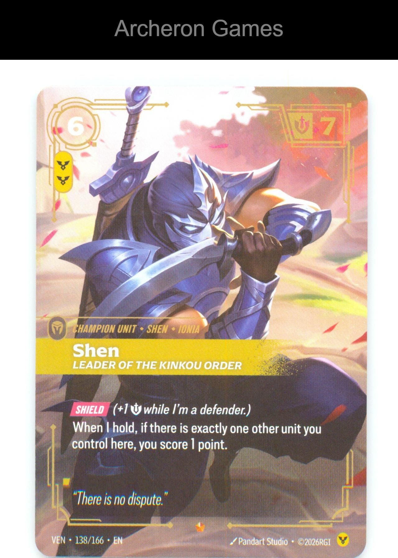 Shen - Leader of the Kinkou Order VEN 138/166 Epic Vendetta Riftbound Card Foil