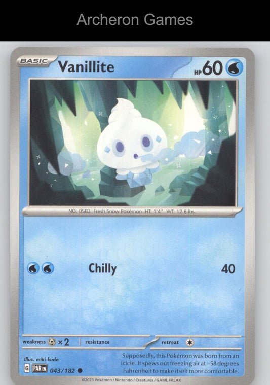 Pokemon Card Vanillite PAR 043/182 C Paradox Rift
