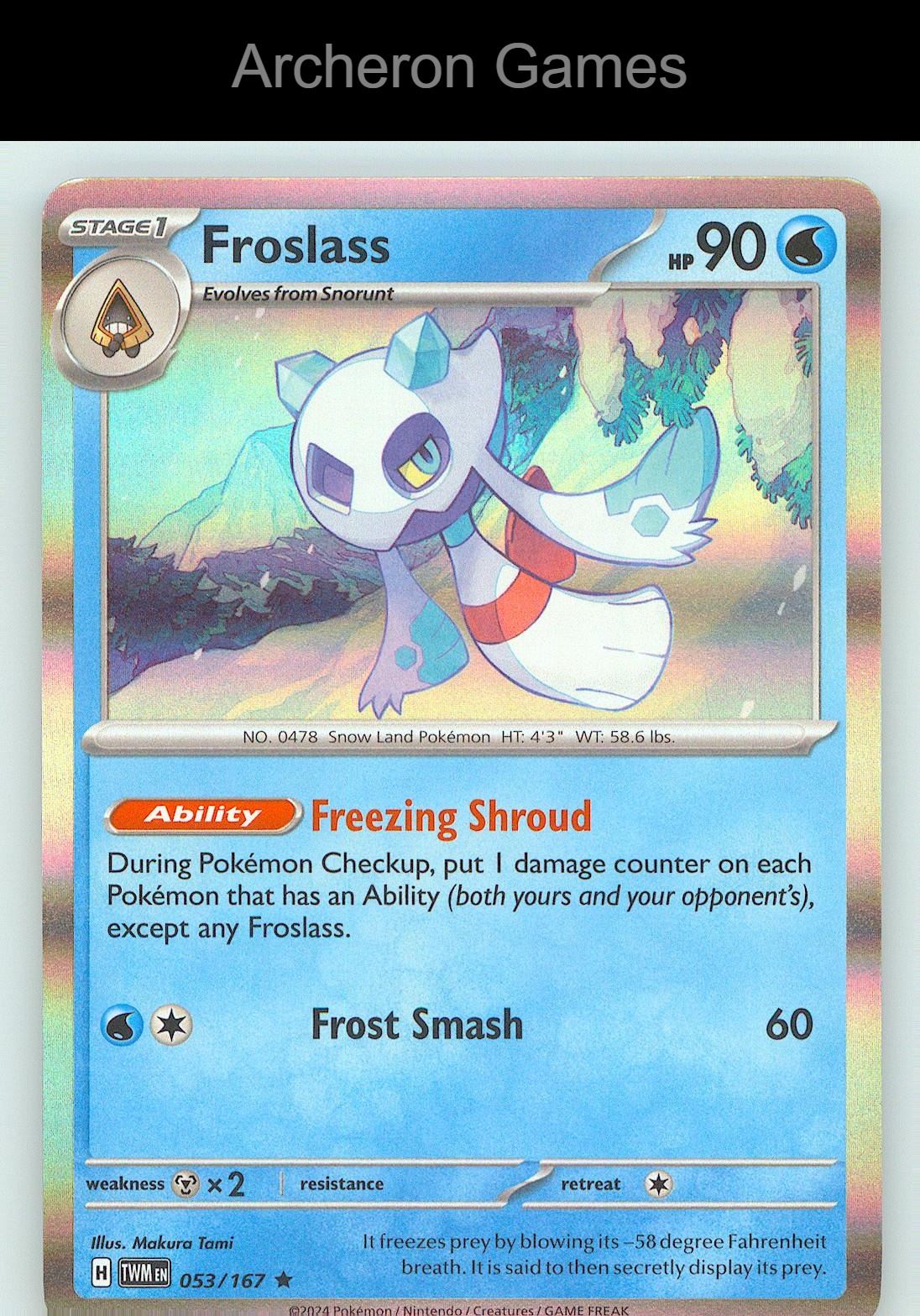 Pokemon Card Froslass TWM 053/167 R Twilight Masquerade Holo