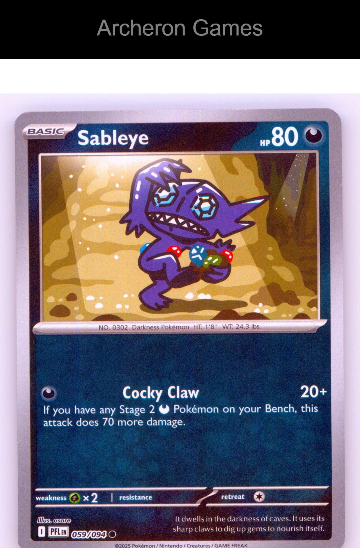 Pokemon Card Sableye PFL 059/094 C Phantasmal Flames Reverse Holo