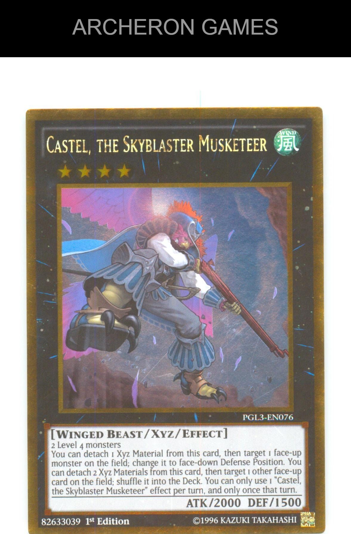 Castel, the Skyblaster Musketeer Gold Rare YUGIOH Card 1st Edition