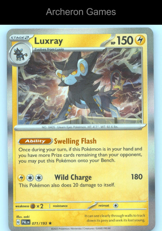 Pokemon Card Luxray PAL 071/193 R Paldea Evolved Holo
