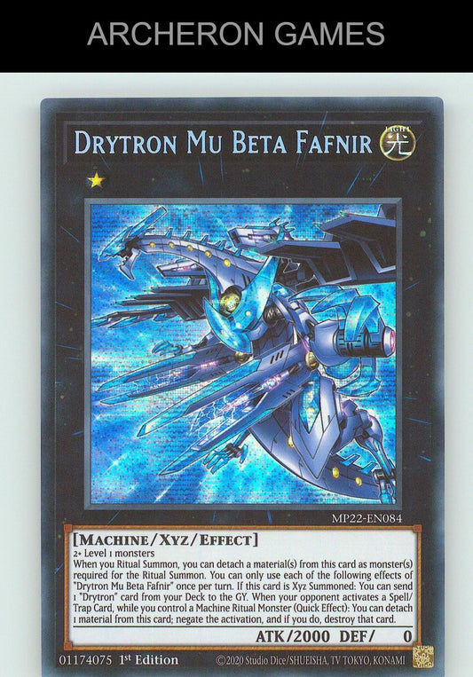 Drytron Mu Beta Fafnir SEC YUGIOH Card
