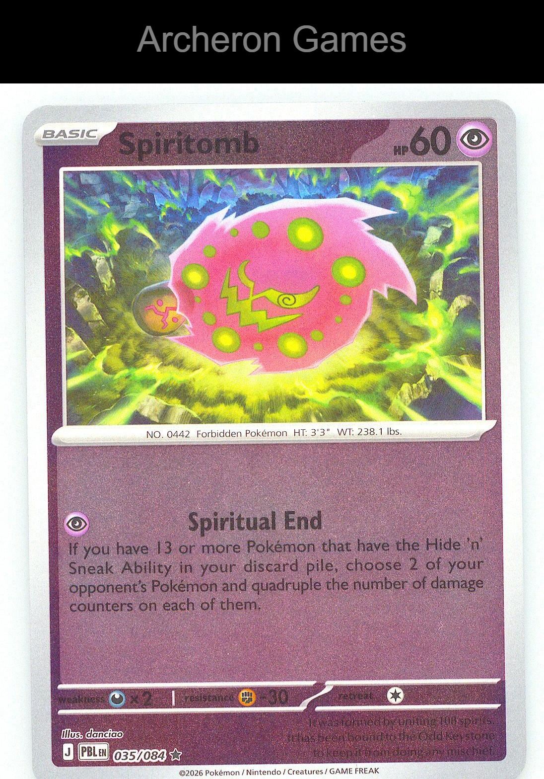 Pokemon Card Spiritomb ME05 035/084 R Pitch Black Reverse Holo