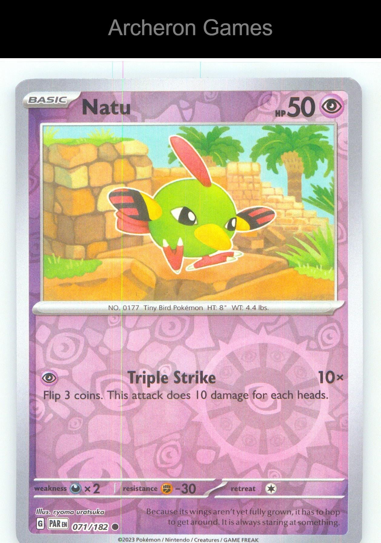 Pokemon Card Natu PAR 071/182 C Paradox Rift Reverse Holo