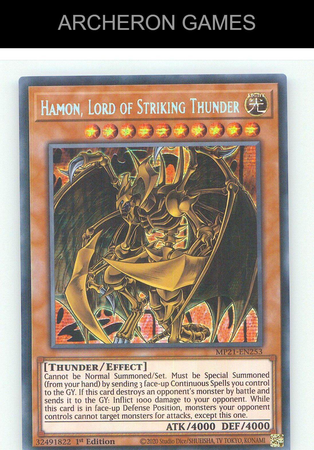 Hamon, Lord of Striking Thunder Prismatic Secret Rare YUGIOH Card 1st Edition