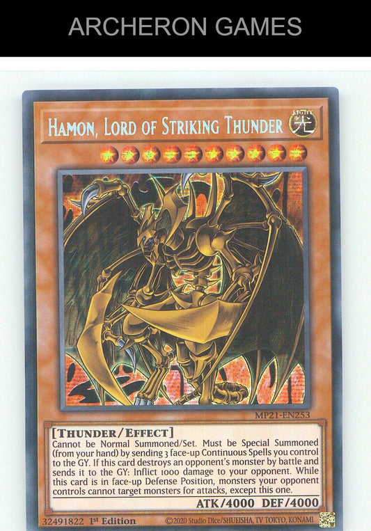 Hamon, Lord of Striking Thunder Prismatic Secret Rare YUGIOH Card 1st Edition