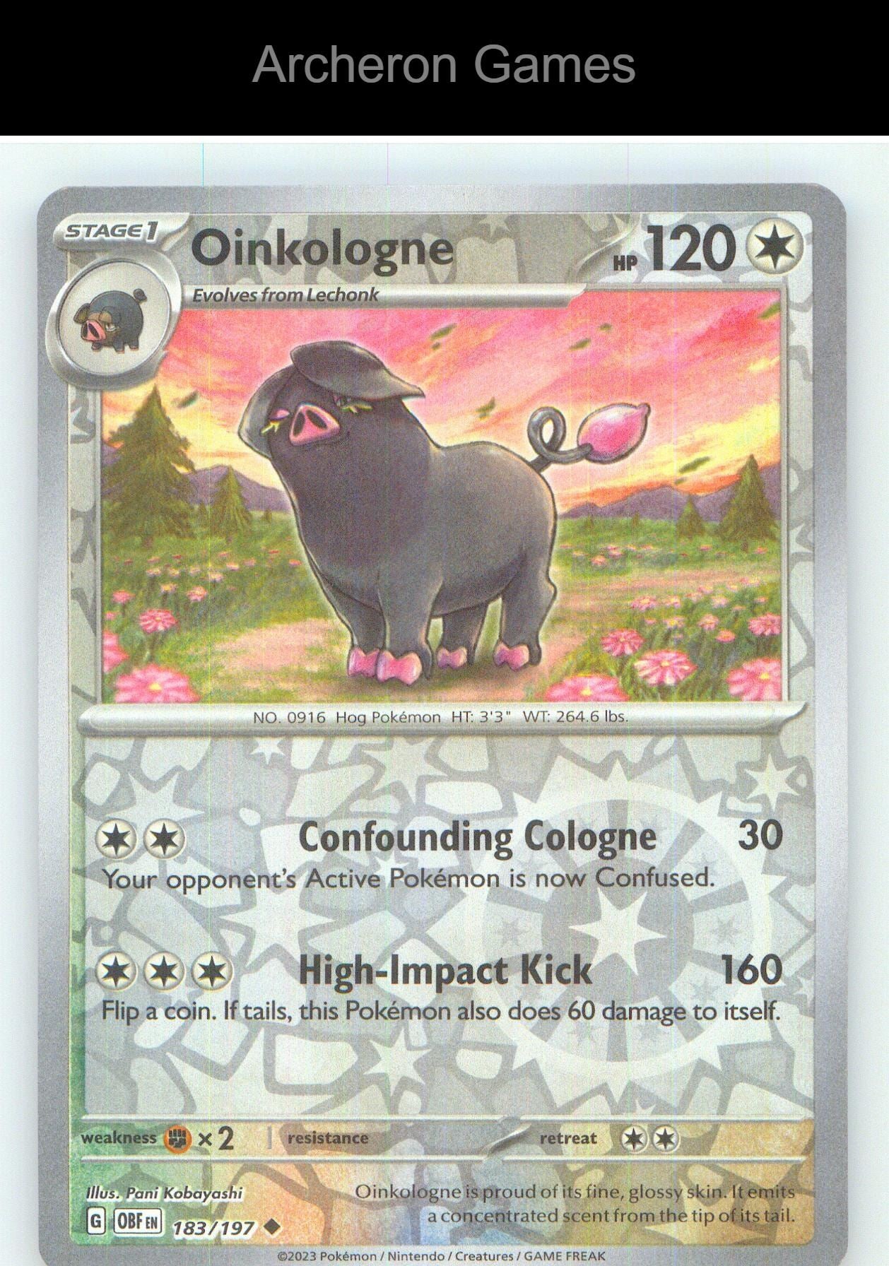 Pokemon Card Oinkologne OBF 183/197 UC Obsidian Flames Reverse Holo