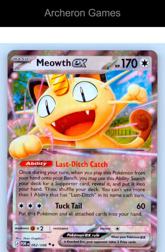 Pokemon Card Meowth ex ME03 062/088 Double Rare Perfect Order Holo