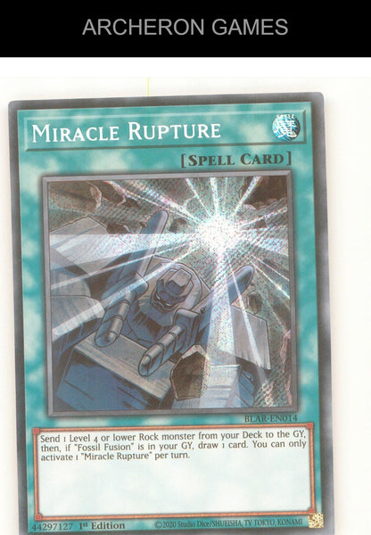 Miracle Rupture SEC YUGIOH Card 1st Edition