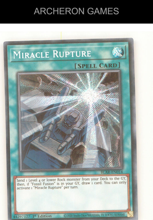 Miracle Rupture SEC YUGIOH Card 1st Edition