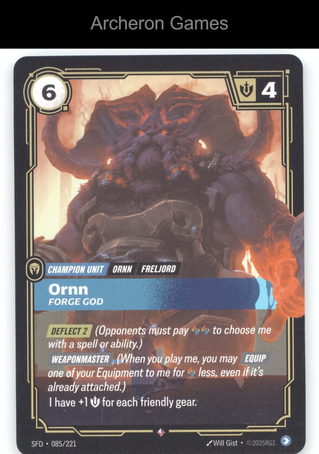 Ornn - Forge God SFD 085/221 R  Card Spiritforged