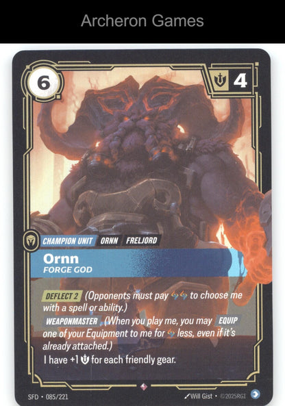 Ornn - Forge God SFD 085/221 R  Card Spiritforged