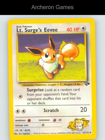 Pokemon Card Lt. Surge's Eevee G2 51/132 UC Gym Challenge Unlimited