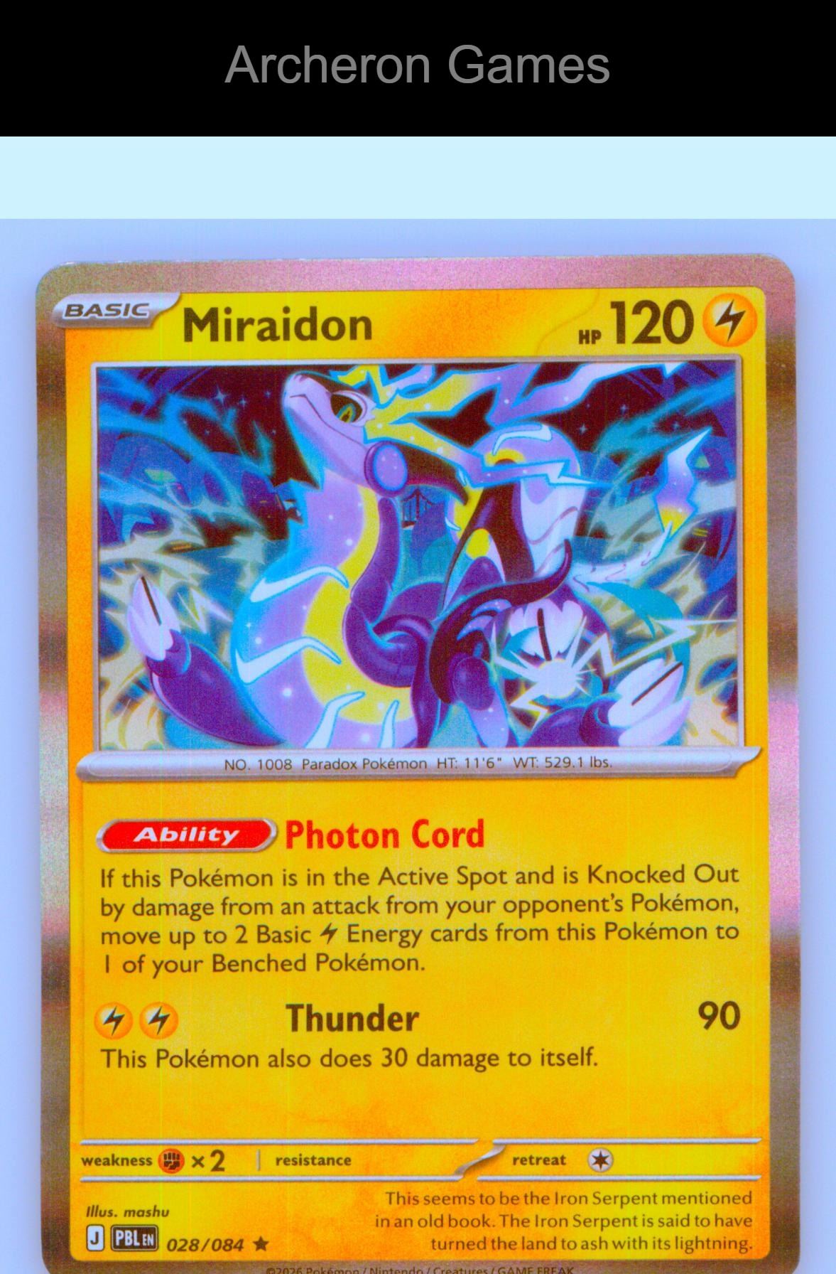 Pokemon Card Miraidon ME05 028/084 R Pitch Black Holo