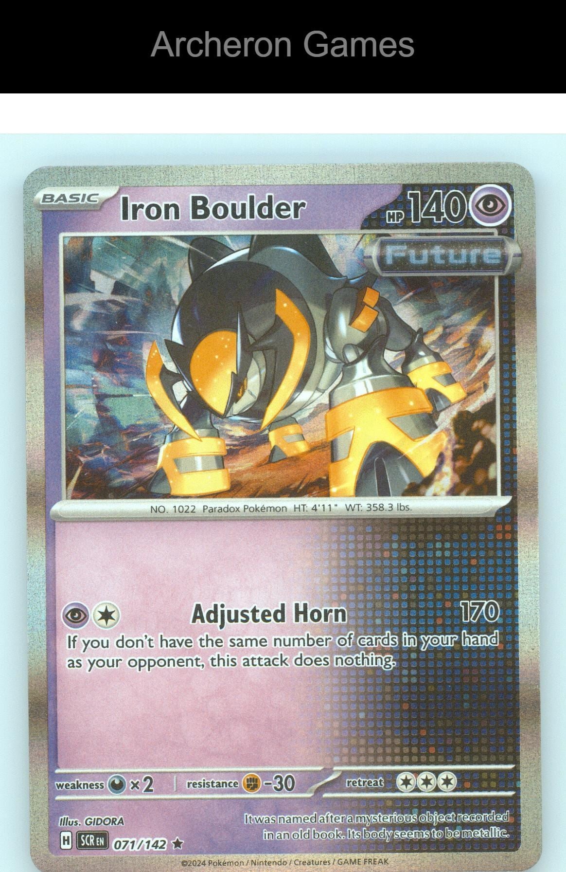 Pokemon Card Iron Boulder SCR 71/142 R Stellar Crown Reverse Holo