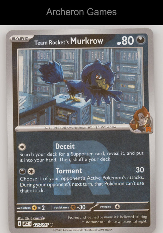 Pokemon Card Team Rocket's Murkrow (Team Rocket) ASC 126/217  Reverse Holo