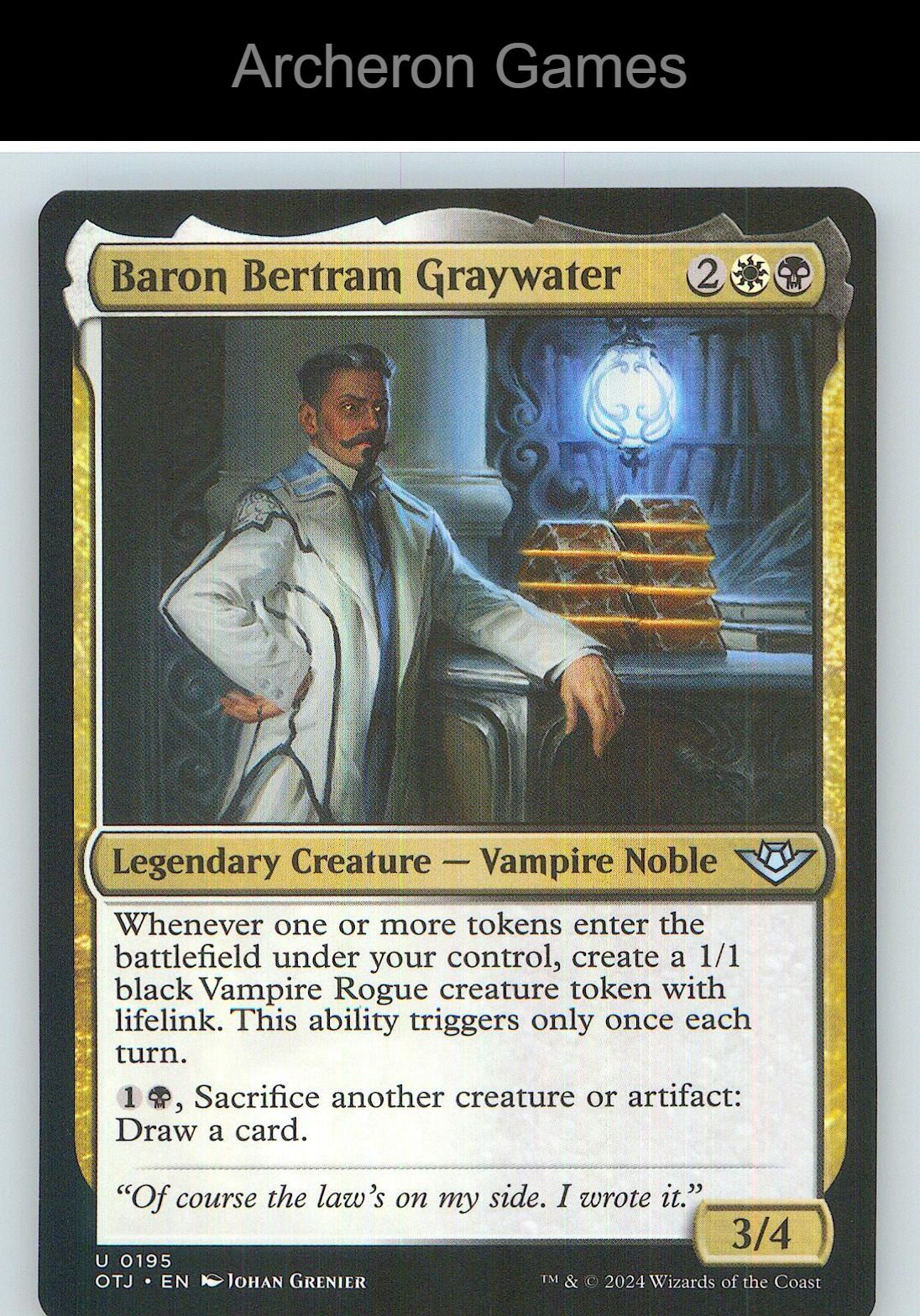Baron Bertram Graywater OTJ 195 UC MTG Card NM/EX+
