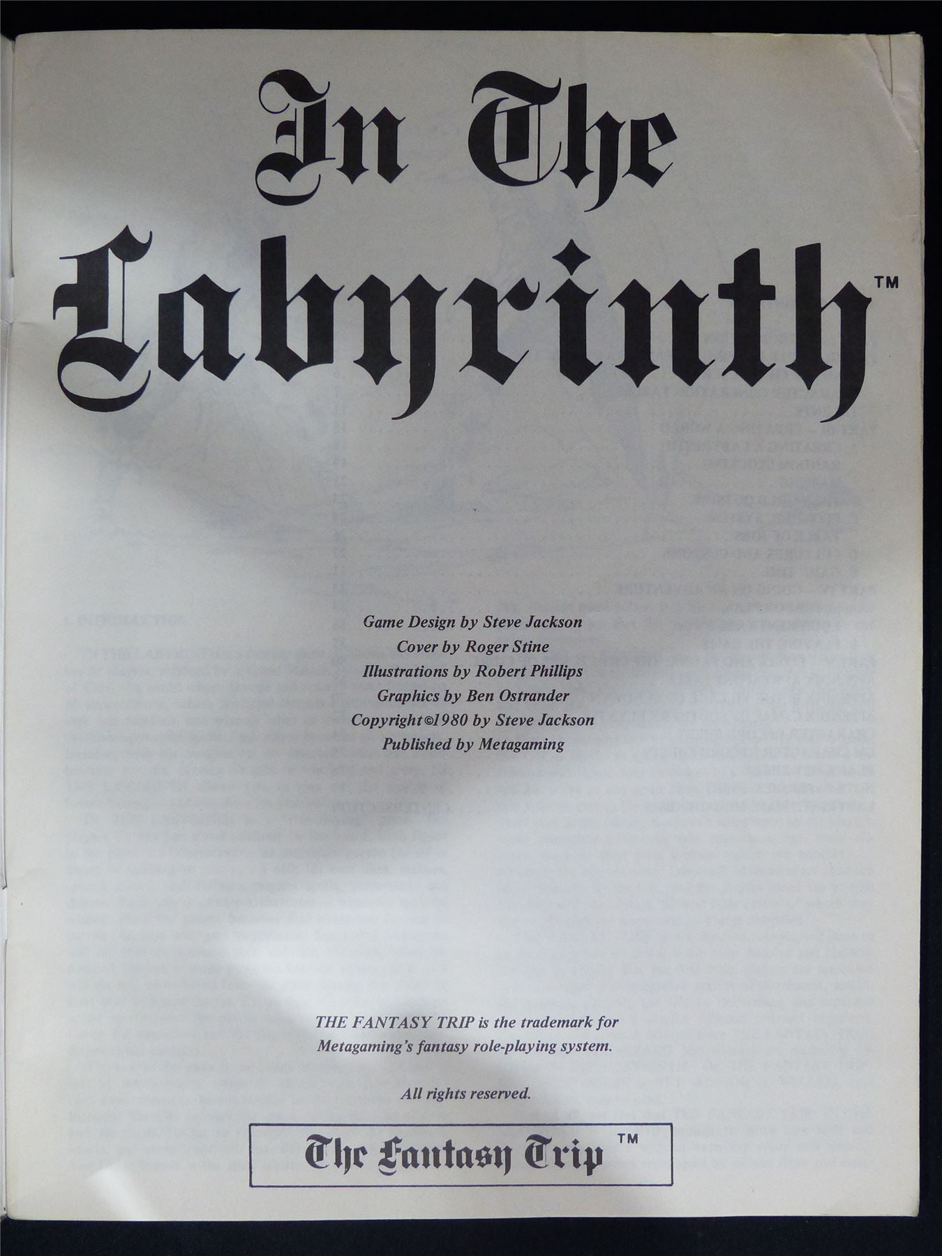 In The Labyrinth Game Master's Module: The Fantasy Trip - Metagaming Booklet #2MT