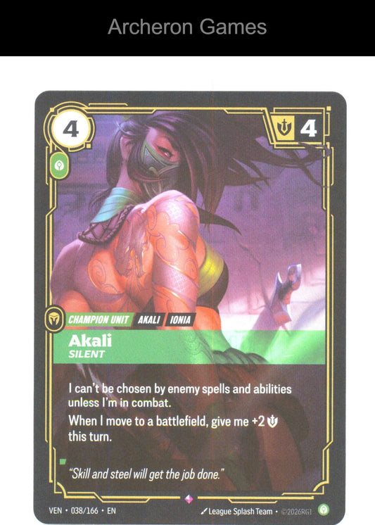 Akali - Silent VEN 038/166 R Vendetta Riftbound Card Foil