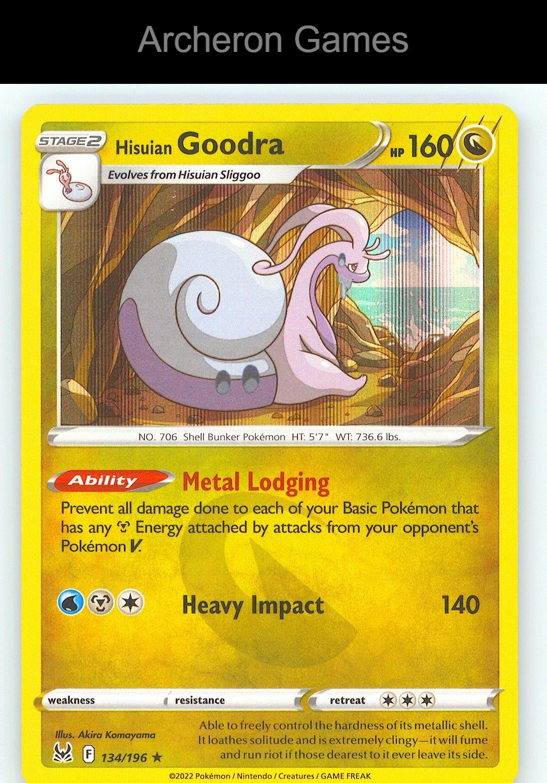 Pokemon Card Hisuian Goodra LOR 134/196 Line Holo R Lost Origin