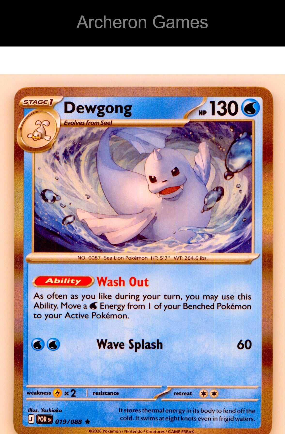 Pokemon Card Dewgong ME03 019/088 R Perfect Order Holo