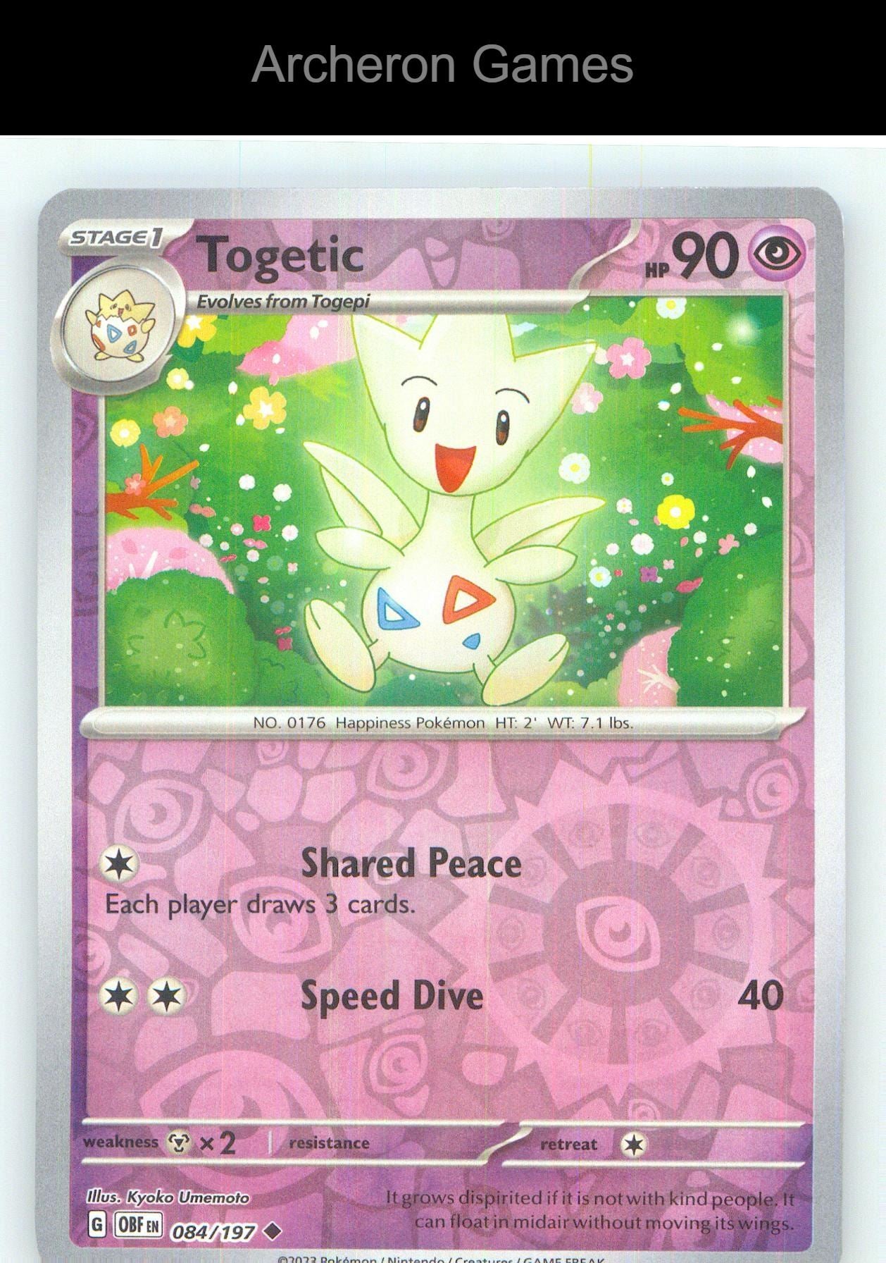 Pokemon Card Togetic OBF 084/197 UC Obsidian Flames Reverse Holo