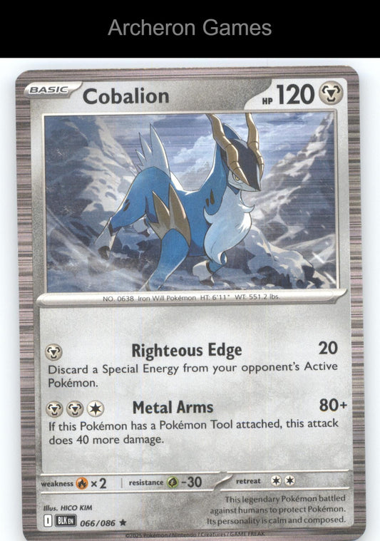 Pokemon Card Cobalion BLK 066/086 HOLO R Black Bolt