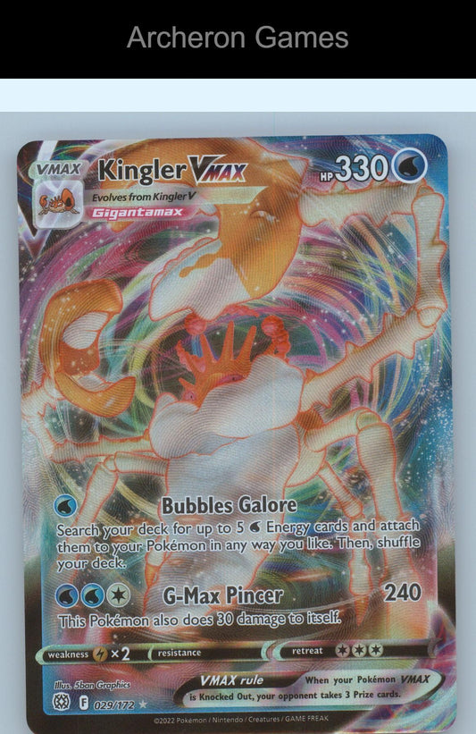 Pokemon Card Kingler VMAX BRS 029/172 HOLO VMAX Rare Brilliant Stars