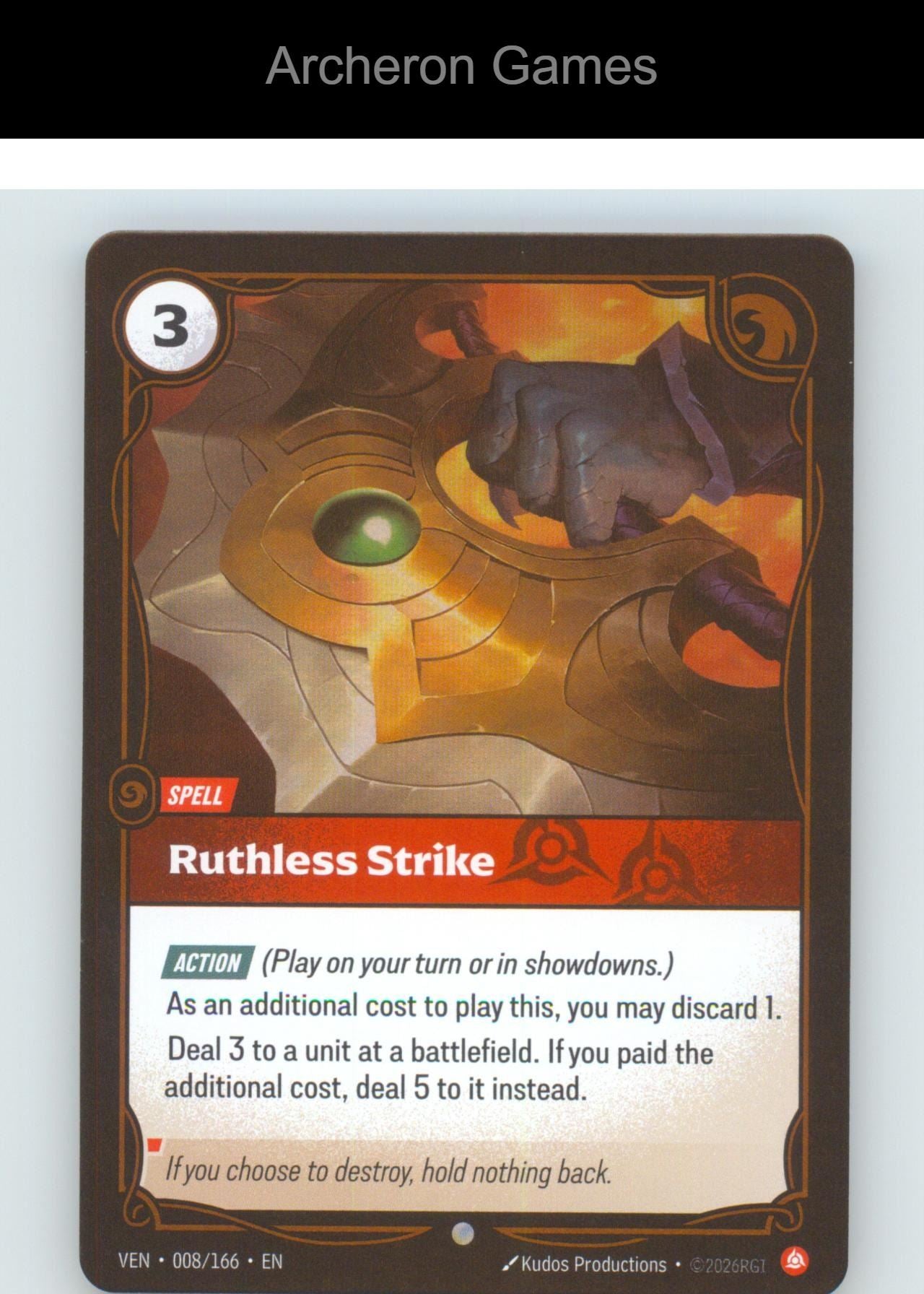 Ruthless Strike VEN 008/166 C Vendetta Riftbound Card Foil