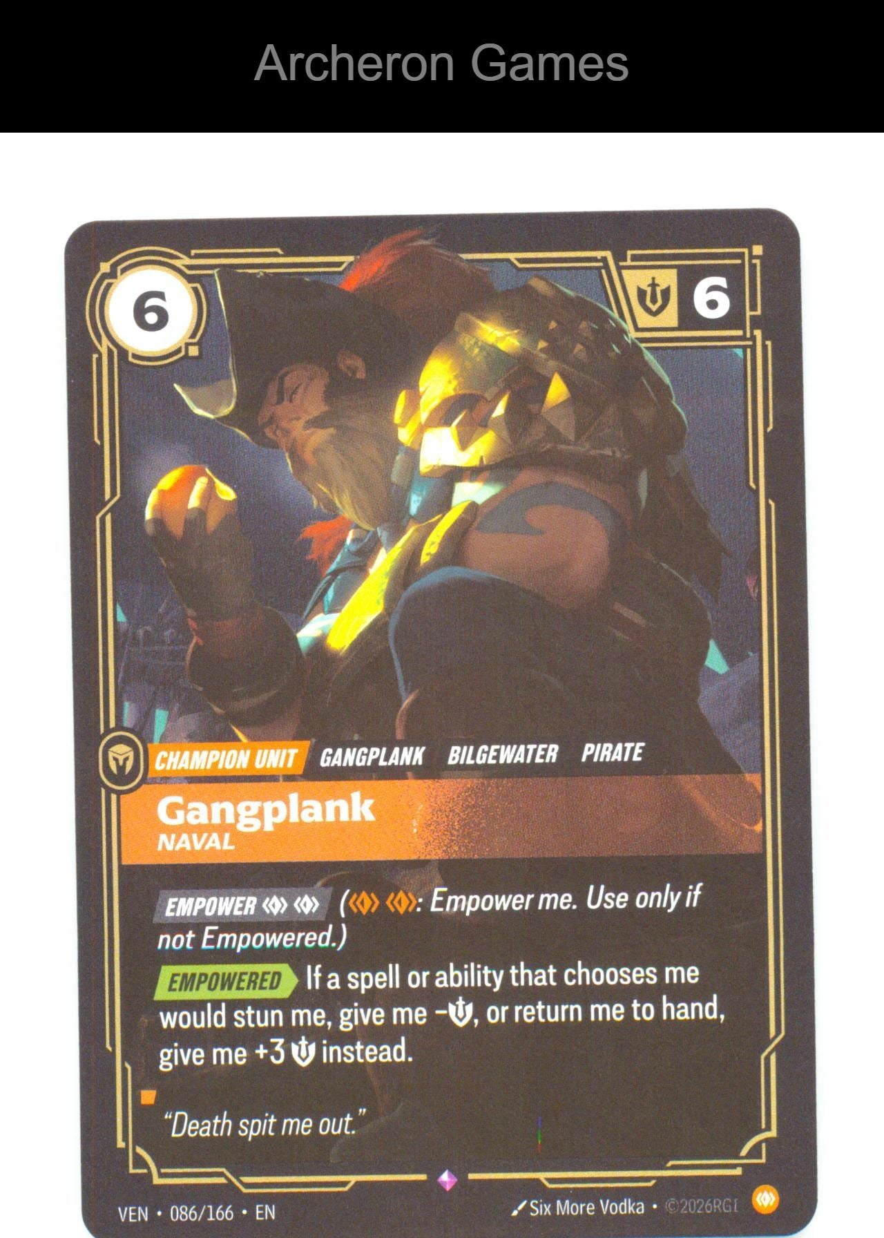 Gangplank - Naval VEN 086/166 R Vendetta Riftbound Card Foil