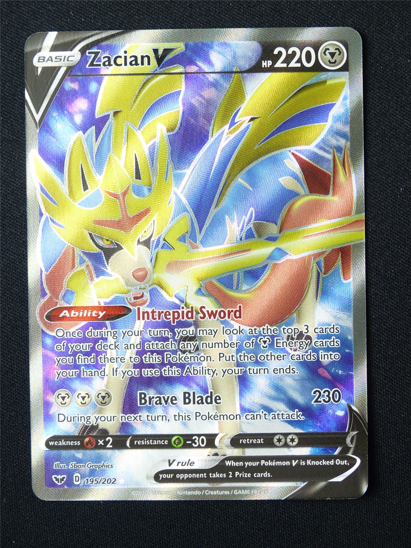 Zacian V 195/202 Textured Holo - Pokemon Card #5VL