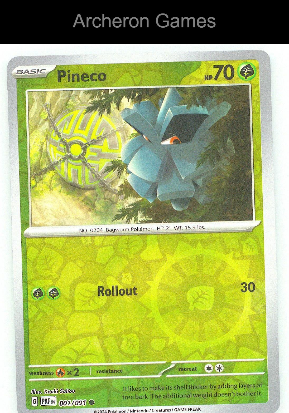 Pokemon Card Pineco PAL 004/193 C Paldea Evolved Reverse Holo