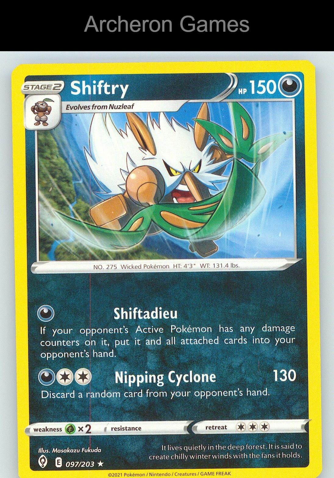 Pokemon Card Shiftry EVS 097/203 R Evolving Skies