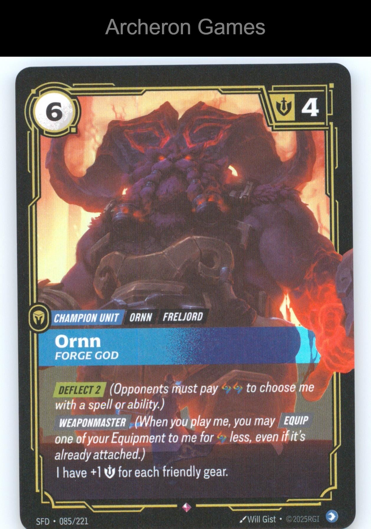 Ornn - Forge God SFD 085/221 R  Card Spiritforged